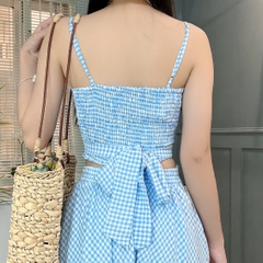 Set Váy Dài Mix Áo Hai Dây Cut - Out Tôn Dáng Vải Cotton Đi Cà Phê MIMIX FE3