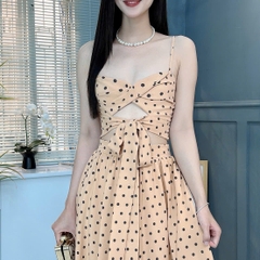 Set Váy Dài Mix Áo Hai Dây Cut - Out Tôn Dáng Vải Cotton Đi Cà Phê MIMIX FE3