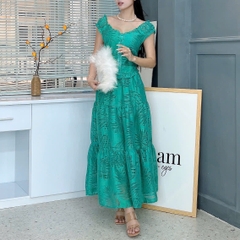 Set Váy Nữ Áo Lưng Bo Thun Mix Chân Váy Hoa Dáng Dài Chất Linen Ướt Đi Biển MIMIX - EW8