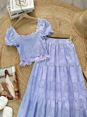 Set Váy Boi Áo Viền Bèo Mix Chân Váy Dáng Dài Chất Boi Cotton Đi Tiệc Đi Biển MIMIX  - FJ2