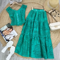 Set Váy Nữ Áo Lưng Bo Thun Mix Chân Váy Hoa Dáng Dài Chất Linen Ướt Đi Biển MIMIX - EW8