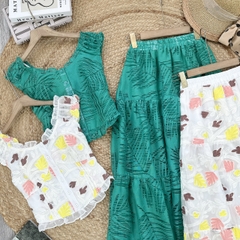 Set Váy Nữ Áo Lưng Bo Thun Mix Chân Váy Hoa Dáng Dài Chất Linen Ướt Đi Biển MIMIX - EW8