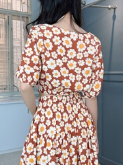 Set Bộ Nữ Áo Eo Bo Thun Tay Ngắn Mix Chân Váy Xòe Chất Xô Muslin Đi Tiệc Đi Biển MIMIX - FG4