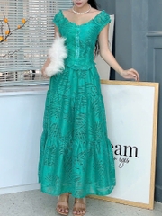 Set Váy Nữ Áo Lưng Bo Thun Mix Chân Váy Hoa Dáng Dài Chất Linen Ướt Đi Biển MIMIX - EW8