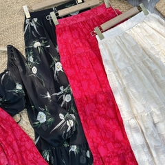 Set Bộ Váy Hoa Áo Croptop Tay Dài Mix Chân Váy Dáng Dài Chất Tơ Đi Du Lịch MIMIX - FD3