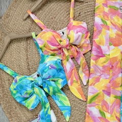 Set Bộ Áo Cúp 2 Dây Mix Quần Dáng Dài Chất Lụa Mango Đi Biển MIMIX - FD5