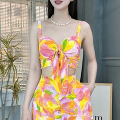 Set Bộ Áo Cúp 2 Dây Mix Quần Dáng Dài Chất Lụa Mango Đi Biển MIMIX - FD5