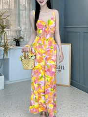 Set Bộ Áo Cúp 2 Dây Mix Quần Dáng Dài Chất Lụa Mango Đi Biển MIMIX - FD5