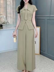 Set Bộ Áo Phối Caravat Mix Quần Dáng Dài Chất Terin Công Sở MIMIX - FD1