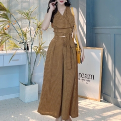 Set Bộ Lụa Mango Áo Đắp Chéo Mix Quần Dáng Dài Đi Du Lịch MIMIX - FE6