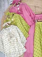 Set Váy Nữ Áo Tay Bo Rút Phối Nơ Và Chân Váy Dáng Dài Chất Tơ Dập In Hoa Đi Tiệc MIMIX - FJ8