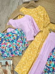 Set Váy Nữ Áo Croptop Cổ Tròn Bo Eo Mix Chân Váy Dáng Dài Xòe 3 Màu Đi Biển Đi Tiệc MIMIX - FJ9