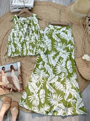 Set Váy Nữ Áo Sát Nách Nơ Đôi Mix Chân Váy Đuôi Cá Dáng Dài Chất Linen Gân Đi Biển MIMIX - FA0