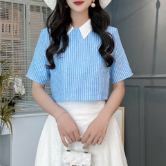 Set Váy Nữ Áo Cổ Sơ Mi Tay Ngắn Mix Chân Váy Dáng Dài Xòe Chất Linen Cotton Đi Biển Đi Tiệc MIMIX - FH5