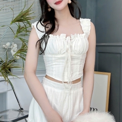 Set Bộ Váy Mix Áo 2 Dây Bản To Dáng Dài Xòe Chất Cotton Đi Du Lịch MIMIX - FF1