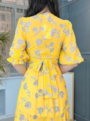 Set Váy Hoa Áo Đắp Chéo Mix Chân Váy Dáng Dài Xòe Đi Biển MIMIX - FC6