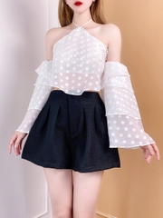 Quần Short Trơn Nữ Xếp Ly Trước Lưng Bản Chất Xốp Tổ Ông Đi Du Lịch MIMIX - CA8