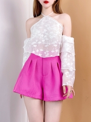 Quần Short Trơn Nữ Xếp Ly Trước Lưng Bản Chất Xốp Tổ Ông Đi Du Lịch MIMIX - CA8