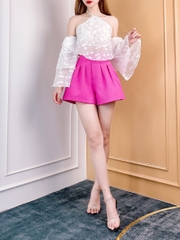 Quần Short Trơn Nữ Xếp Ly Trước Lưng Bản Chất Xốp Tổ Ông Đi Du Lịch MIMIX - CA8