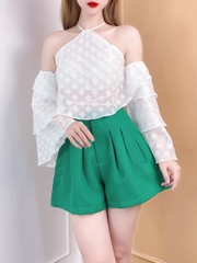 Quần Short Trơn Nữ Xếp Ly Trước Lưng Bản Chất Xốp Tổ Ông Đi Du Lịch MIMIX - CA8
