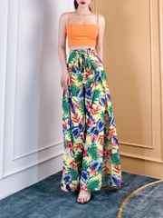 Quần Đũi Họa Tiết Xẻ Tà Đắp Chéo Chất Đũi Lụa Đi Đi Biển MIMIX - BZ0