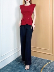 Áo Peplum Trơn Cổ Tròn Vạt Xẻ Chất Tuyết Mưa Đi Làm Đi Chơi MIMIX - CP2