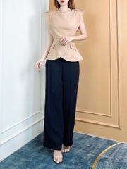 Áo Peplum Trơn Cổ Tròn Vạt Xẻ Chất Tuyết Mưa Đi Làm Đi Chơi MIMIX - CP2