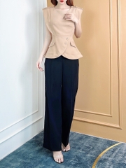 Áo Peplum Trơn Cổ Tròn Vạt Xẻ Chất Tuyết Mưa Đi Làm Đi Chơi MIMIX - CP2