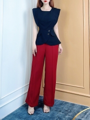 Áo Peplum Trơn Cổ Tròn Vạt Xẻ Chất Tuyết Mưa Đi Làm Đi Chơi MIMIX - CP2