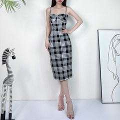 Đầm Body 2 Dây Caro Chất Kate Lụa Đi Làm Đi Chơi MIMIX - CV3