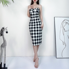 Đầm Body 2 Dây Caro Chất Kate Lụa Đi Làm Đi Chơi MIMIX - CV3