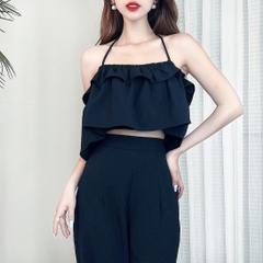 Áo 2 Dây Croptop Phối Bèo Tầng Đi Du Lịch Chất Linen Sướt MIMIX - CW4