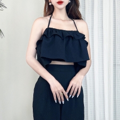 Áo 2 Dây Croptop Phối Bèo Tầng Đi Du Lịch Chất Linen Sướt MIMIX - CW4