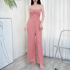 Jumpsuit Trơn Nữ 2 Dây Xoắn Ngực Chất Thun Gân Đi Du Lịch MIMIX - CZ8