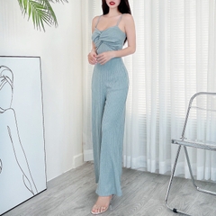 Jumpsuit Trơn Nữ 2 Dây Xoắn Ngực Chất Thun Gân Đi Du Lịch MIMIX - CZ8