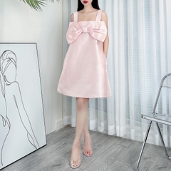 Đầm 2 Dây Nữ Trơn Phối Nơ Chất Taffa Xà Cừ Đi Dạo Phố MIMIX - CK1