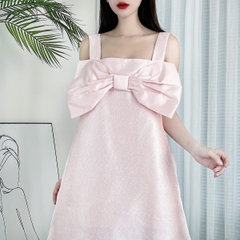 Đầm 2 Dây Nữ Trơn Phối Nơ Chất Taffa Xà Cừ Đi Dạo Phố MIMIX - CK1