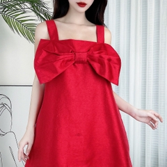 Đầm 2 Dây Nữ Trơn Phối Nơ Chất Taffa Xà Cừ Đi Dạo Phố MIMIX - CK1