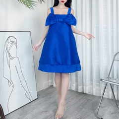 Đầm 2 Dây Nữ Trơn Phối Nơ Chất Taffa Xà Cừ Đi Dạo Phố MIMIX - CK1