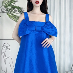 Đầm 2 Dây Nữ Trơn Phối Nơ Chất Taffa Xà Cừ Đi Dạo Phố MIMIX - CK1