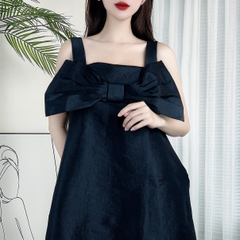 Đầm 2 Dây Nữ Trơn Phối Nơ Chất Taffa Xà Cừ Đi Dạo Phố MIMIX - CK1