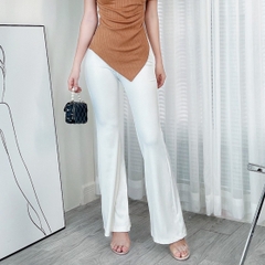 Quần Ống Loe Cạp Cao Trơn Nữ Dáng Suông Dài Thun Tăm Đi Làm Đi Tiệc MIMIX - BN9