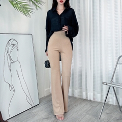 Quần Ống Loe Cạp Cao Trơn Nữ Dáng Suông Dài Thun Tăm Đi Làm Đi Tiệc MIMIX - BN9
