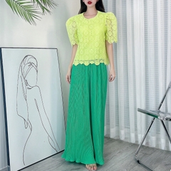 Áo Nữ Ren Phối Quần Dập Ly Dáng Suông Đi Biển Đi Du Lịch MIMIX - DD0