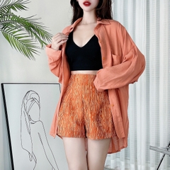 Áo Khoác Sơ Mi Trơn Form Rộng Chất Tơ Gân Thời Trang Đi Biển MIMIX - BY5