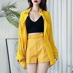 Áo Khoác Sơ Mi Trơn Form Rộng Chất Tơ Gân Thời Trang Đi Biển MIMIX - BY5