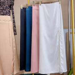 Chân Váy Trơn Nữ Form Xòe A Xẻ Tà Chất Lụa Vân Gỗ Đi Tiệc Đi Làm MIMIX - DE3
