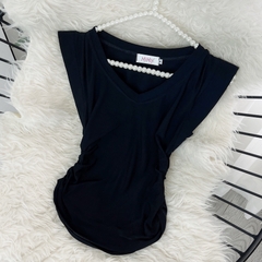 Áo Kiểu Nữ Trơn Cổ V Tay Ngắn Có Rút Dây Eo Chất Thun Vân Mịn QC Đi Du Lịch MIMIX - DS2