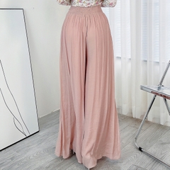 Quần Culottes Xếp Ly Trơn Lưng V Dáng Dài Nữ Tính Đi Du Lịch Chất Linen Tơ Sước MIMIX - DG8