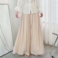 Quần Culottes Xếp Ly Trơn Lưng V Dáng Dài Nữ Tính Đi Du Lịch Chất Linen Tơ Sước MIMIX - DG8